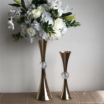 20 Inch Tall Decoration Vase For Living Room Silver Metal Trumpet Vases