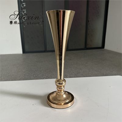 20 Inch Tall Decoration Vase For Living Room Silver Metal Trumpet Vases