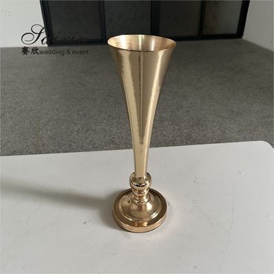 Events Wedding Art Decoration Vase Gold Metal Trumpet Vases Party