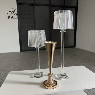 Events Wedding Art Decoration Vase Gold Metal Trumpet Vases Party