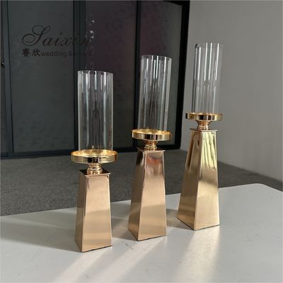 Factory Wholesale Wedding Table Decoration Metal Wedding 3 Pcs Gold Candle Holder Stand
