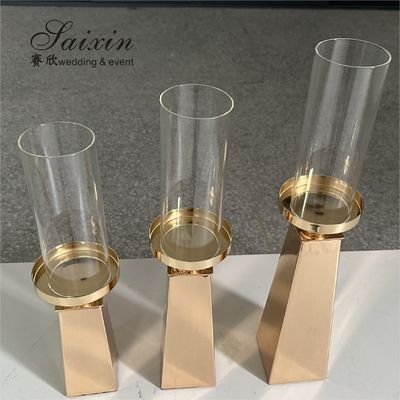 Factory Wholesale Wedding Table Decoration Metal Wedding 3 Pcs Gold Candle Holder Stand