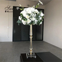 Shiny Crystal White Wedding Flower Stand Party Gift Gold 76cm
