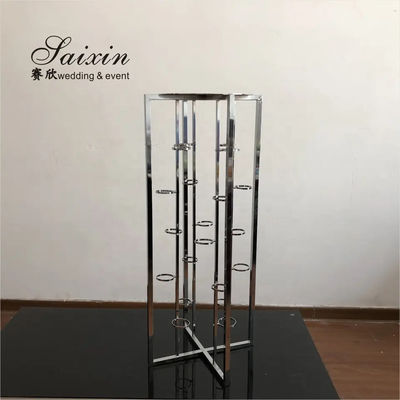 Hot Sale Metal Candlestick Holder Stand Silver Flower Stand Wedding Decoration Tall Metal Candle Stand