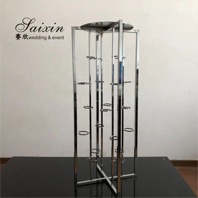 Hot Sale Metal Candlestick Holder Stand Silver Flower Stand Wedding Decoration Tall Metal Candle Stand