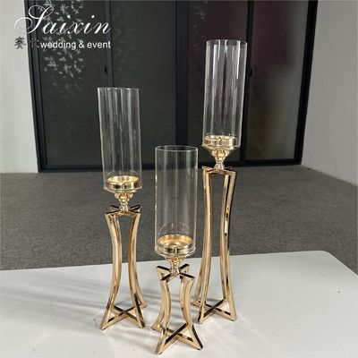Wedding Centerpiece Candlestick Table Decoration Silver Metal Wedding Candle Holder