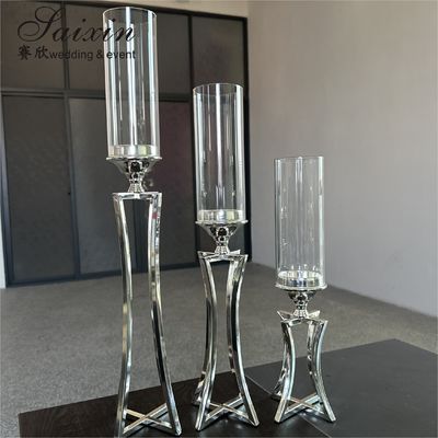Wedding Centerpiece Candlestick Table Decoration Silver Metal Wedding Candle Holder