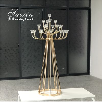 New Design 25 Arms Candelabra Wedding Decoration Silver Candle Holder Metal Wedding Centerpiece Candelabra