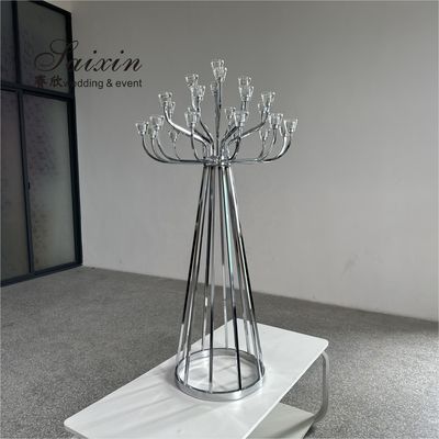 New Design 25 Arms Candelabra Wedding Decoration Silver Candle Holder Metal Wedding Centerpiece Candelabra
