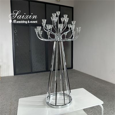 New Design 25 Arms Candelabra Wedding Decoration Silver Candle Holder Metal Wedding Centerpiece Candelabra