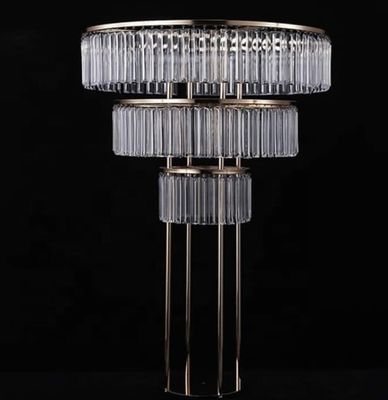Table Tall Gold Wedding Crystal Centerpiece Gold 4 Layers Custom Metal 130x80cm