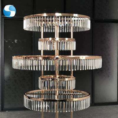 Table Tall Gold Wedding Crystal Centerpiece Gold 4 Layers Custom Metal 130x80cm
