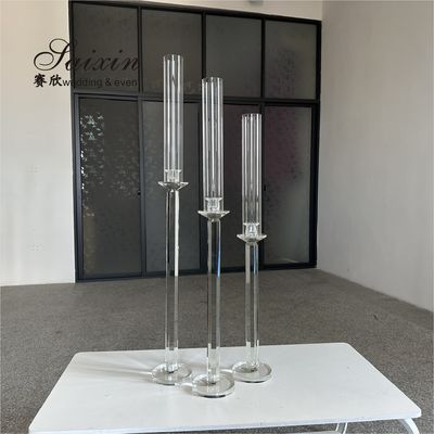 New Design 3 pcs Set Wedding Table Decoration Pillar Stand Crystal Candle Holder