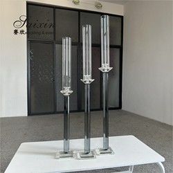 New Design 3 pcs Set Wedding Table Decoration Pillar Stand Crystal Candle Holder