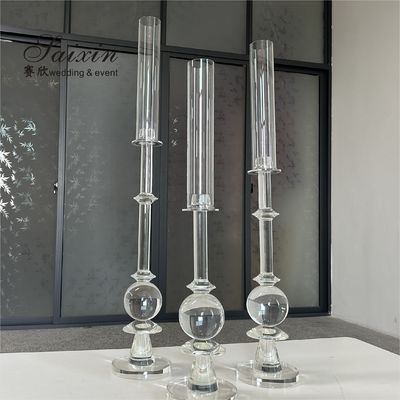 High Quality Candle Holder 3 pcs Set Crystal Wedding Decor Supplies Tall Centerpiece Crystal Candle Holder