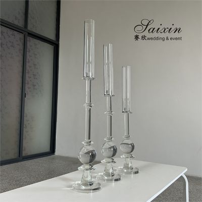 High Quality Candle Holder 3 pcs Set Crystal Wedding Decor Supplies Tall Centerpiece Crystal Candle Holder