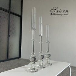 High Quality Candle Holder 3 pcs Set Crystal Wedding Decor Supplies Tall Centerpiece Crystal Candle Holder
