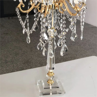 High Quality Gold Clear Candelabra Wedding Decor Supplies 7 Arms Centerpiece Crystal Candelabras