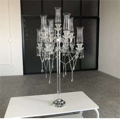 Hot Sale Candelabra 9 Arms Wedding Decor Supplies Tall Centerpiece Stand Wedding Crystal Candelabra