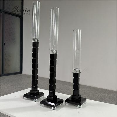 ZT-051 Metal Glass Candlestick Holder 3 pcs Set Tall Table Centerpiece Wedding Decor Supplies Crystal Candle Holder