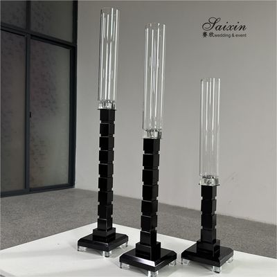 ZT-051 Metal Glass Candlestick Holder 3 pcs Set Tall Table Centerpiece Wedding Decor Supplies Crystal Candle Holder