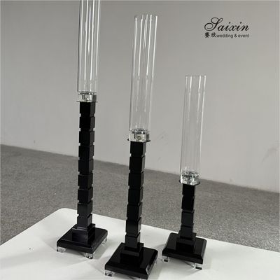 ZT-051 Metal Glass Candlestick Holder 3 pcs Set Tall Table Centerpiece Wedding Decor Supplies Crystal Candle Holder