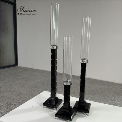 ZT-051 Metal Glass Candlestick Holder 3 pcs Set Tall Table Centerpiece Wedding Decor Supplies Crystal Candle Holder