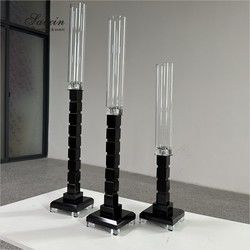 ZT-051 Metal Glass Candlestick Holder 3 pcs Set Tall Table Centerpiece Wedding Decor Supplies Crystal Candle Holder