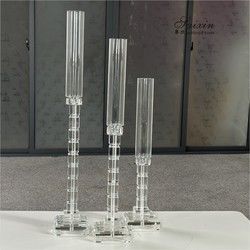 ZT-051 Metal Glass Candlestick Holder 3 pcs Set Tall Table Centerpiece Wedding Decor Supplies Crystal Candle Holder