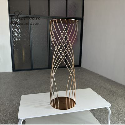 Ceremony Wedding Flower Stand Decoration Metal Table Centerpiece Gold Crystal 108CM
