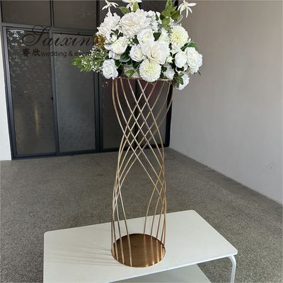 Ceremony Wedding Flower Stand Decoration Metal Table Centerpiece Gold Crystal 108CM