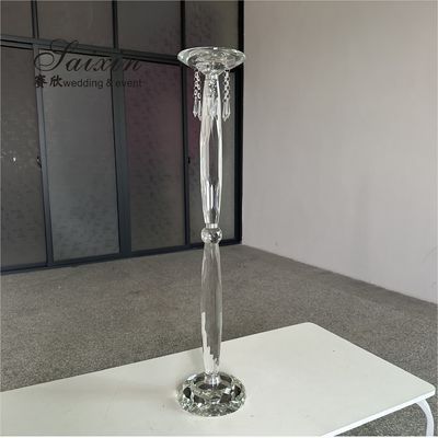 Modern Wedding Flower Stand Crystal Floral Pillar Stand Table Decoration