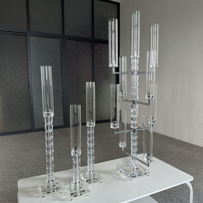 Black 6 Arm 9 Arm Crystal Candelabra Candle Holder Tall Square Shape 120CM