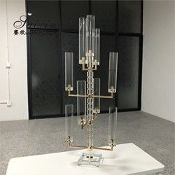 Black 6 Arm 9 Arm Crystal Candelabra Candle Holder Tall Square Shape 120CM