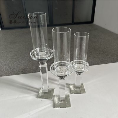 Bulk Wedding Candle Holders Set Of 3 Gold Crystal Glass Candlestick 38cm