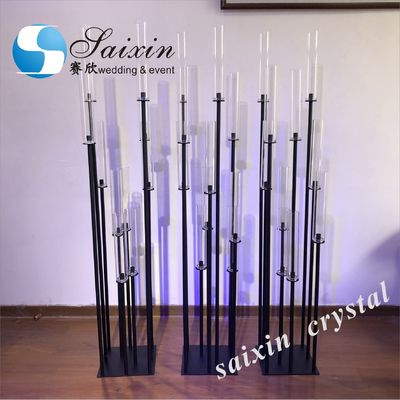 ZT-323B wholesale tall black metal 10 arms candlestick for wedding table centerpieces