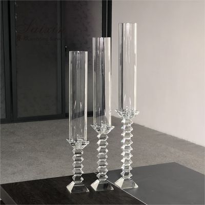 set of 3 crystal candle holder chimney