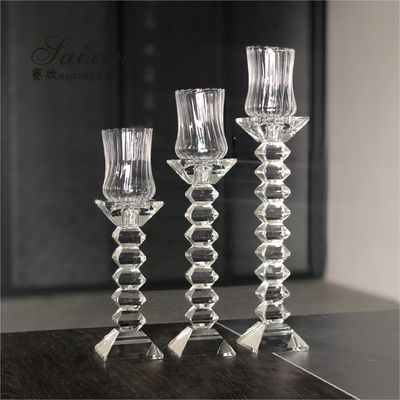 set of 3 crystal candle holder chimney