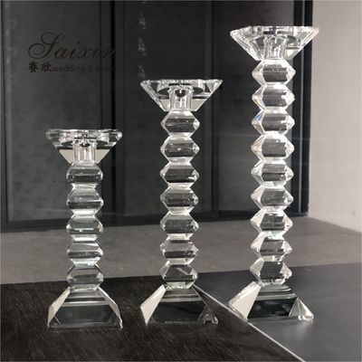 set of 3 crystal candle holder chimney