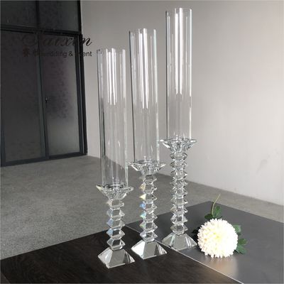 set of 3 crystal candle holder chimney
