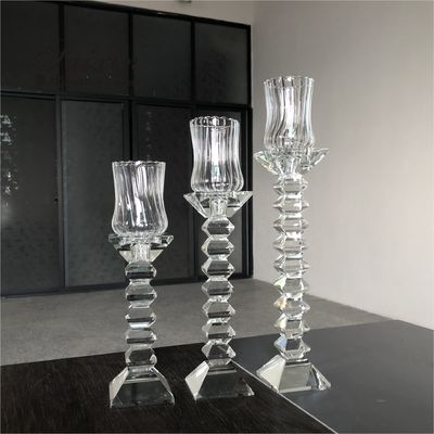 set of 3 crystal candle holder chimney