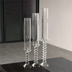 set of 3 crystal candle holder chimney