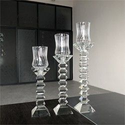 set of 3 crystal candle holder chimney