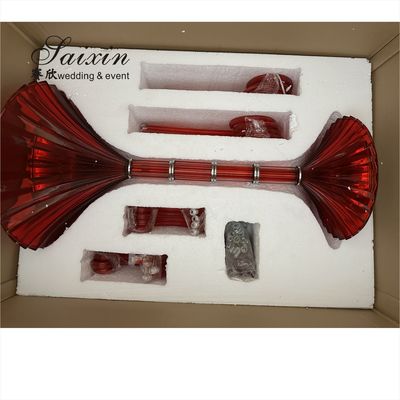 ZT-524 Luxury crystal glass red candelabras for wedding centerpieces