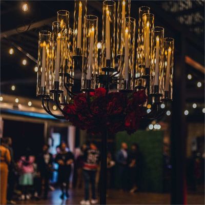 ZT-361B Gorgeous strong 25 arms black metal candle holder  for wedding decorations