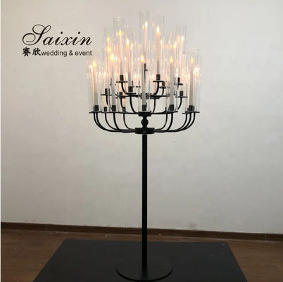 ZT-361B Gorgeous strong 25 arms black metal candle holder  for wedding decorations