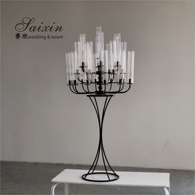 ZT-361B Gorgeous strong 25 arms black metal candle holder  for wedding decorations