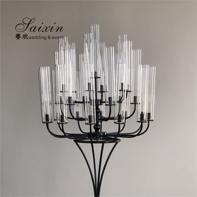 ZT-361B Gorgeous strong 25 arms black metal candle holder  for wedding decorations