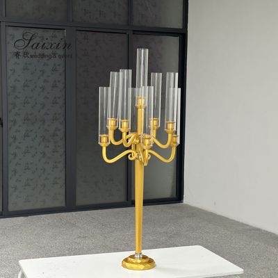 3 Arm 9 Arm Crystal Candelabra Wedding Black Glass Wedding Table 110CM
