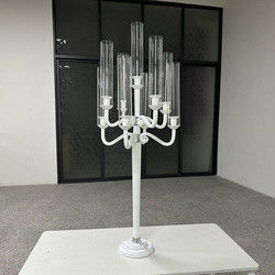 3 Arm 9 Arm Crystal Candelabra Wedding Black Glass Wedding Table 110CM